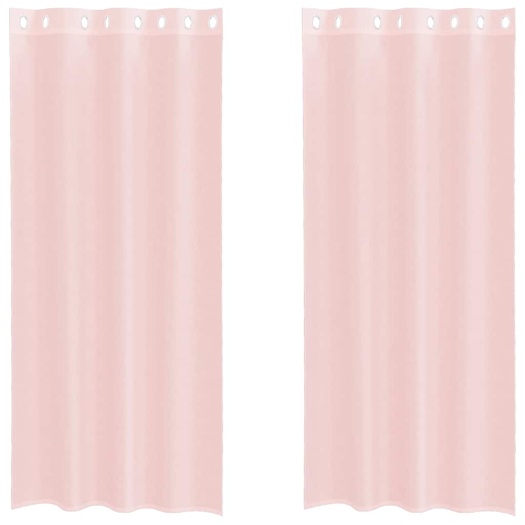 Tende in Voile con Occhielli 2 pz Rosa Chiaro 140x245 cm | homemem39