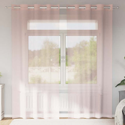 Tende in Voile con Occhielli 2 pz Rosa Chiaro 140x245 cm | homemem39