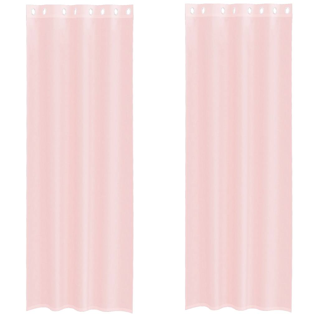 Tende in Voile con Occhielli 2 pz Rosa Chiaro 140x260 cm | homemem39