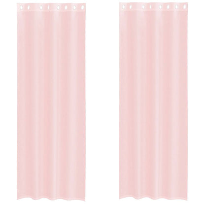 Tende in Voile con Occhielli 2 pz Rosa Chiaro 140x260 cm | homemem39