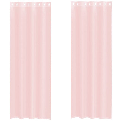 Tende in Voile con Occhielli 2 pz Rosa Chiaro 140x260 cm