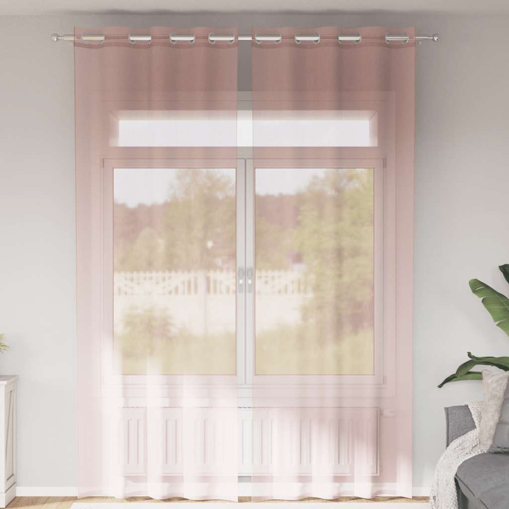 Tende in Voile con Occhielli 2 pz Rosa Chiaro 140x260 cm | homemem39