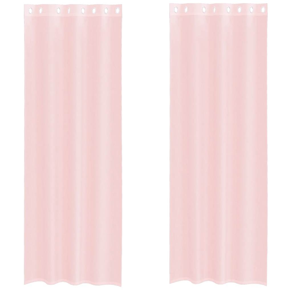 Tende in Voile con Occhielli 2 pz Rosa Chiaro 140x300 cm | homemem39