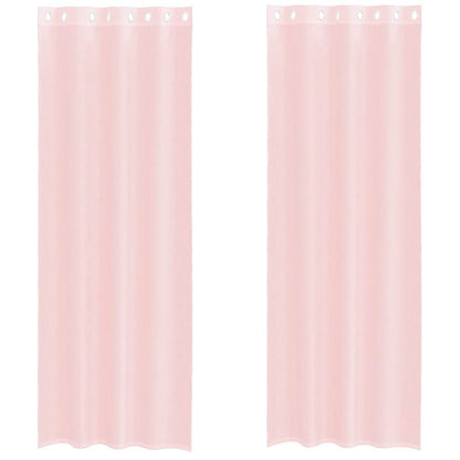 Tende in Voile con Occhielli 2 pz Rosa Chiaro 140x300 cm | homemem39