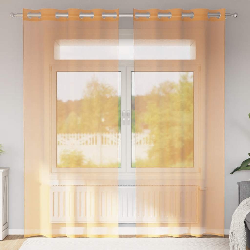 Tende in Voile con Occhielli 2 pz Arancio 140x245 cm | homemem39