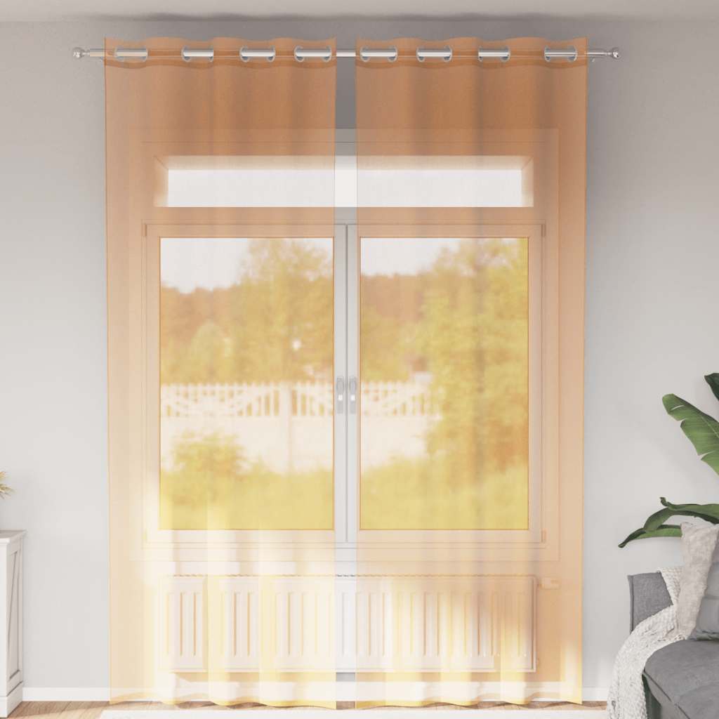 Tende in Voile con Occhielli 2 pz Arancio 140x260 cm | homemem39