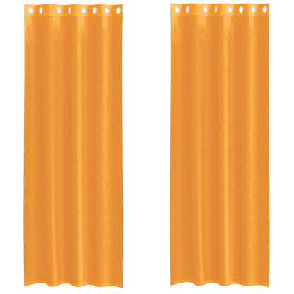 Tende in Voile con Occhielli 2 pz Arancio 140x300 cm