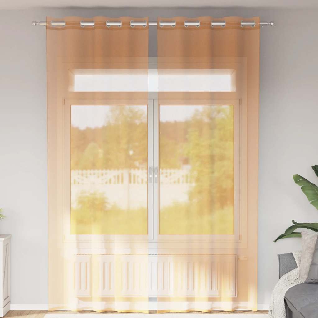 Tende in Voile con Occhielli 2 pz Arancio 140x300 cm | homemem39