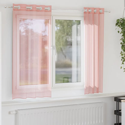 Tende in Voile con Occhielli 2 pz Rosa 140x140 cm | homemem39