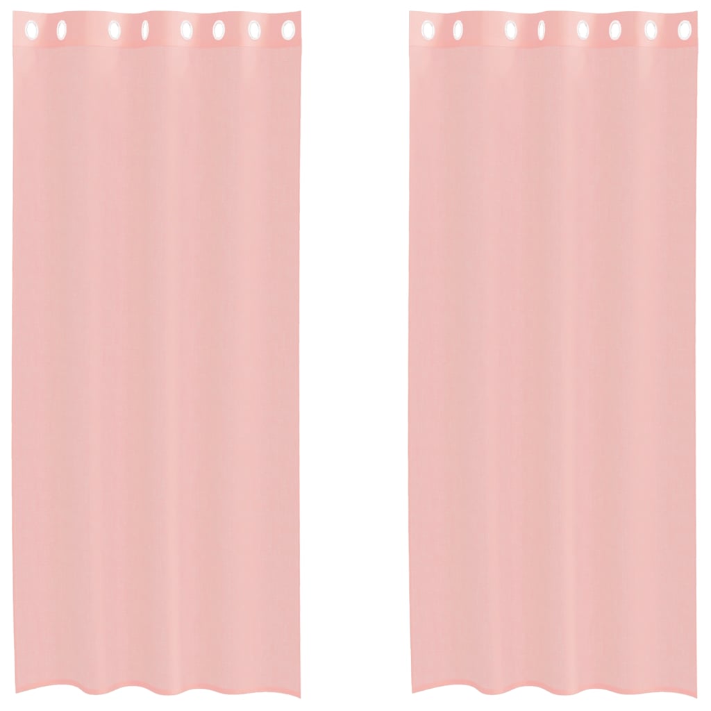 Tende in Voile con Occhielli 2 pz Rosa 140x225 cm | homemem39