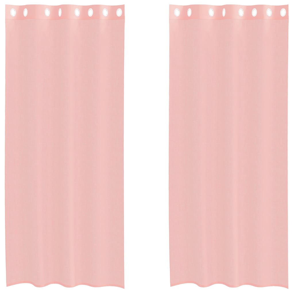 Tende in Voile con Occhielli 2 pz Rosa 140x245 cm | homemem39