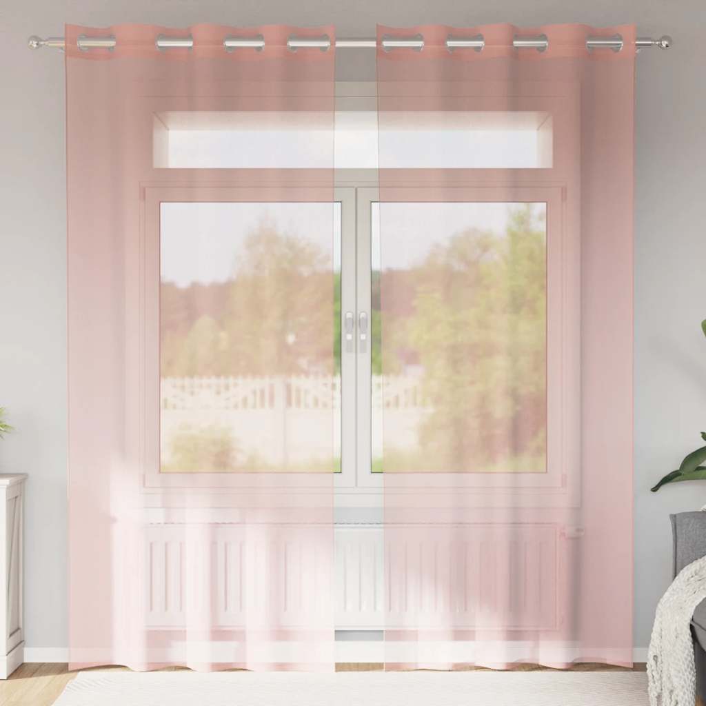 Tende in Voile con Occhielli 2 pz Rosa 140x245 cm | homemem39