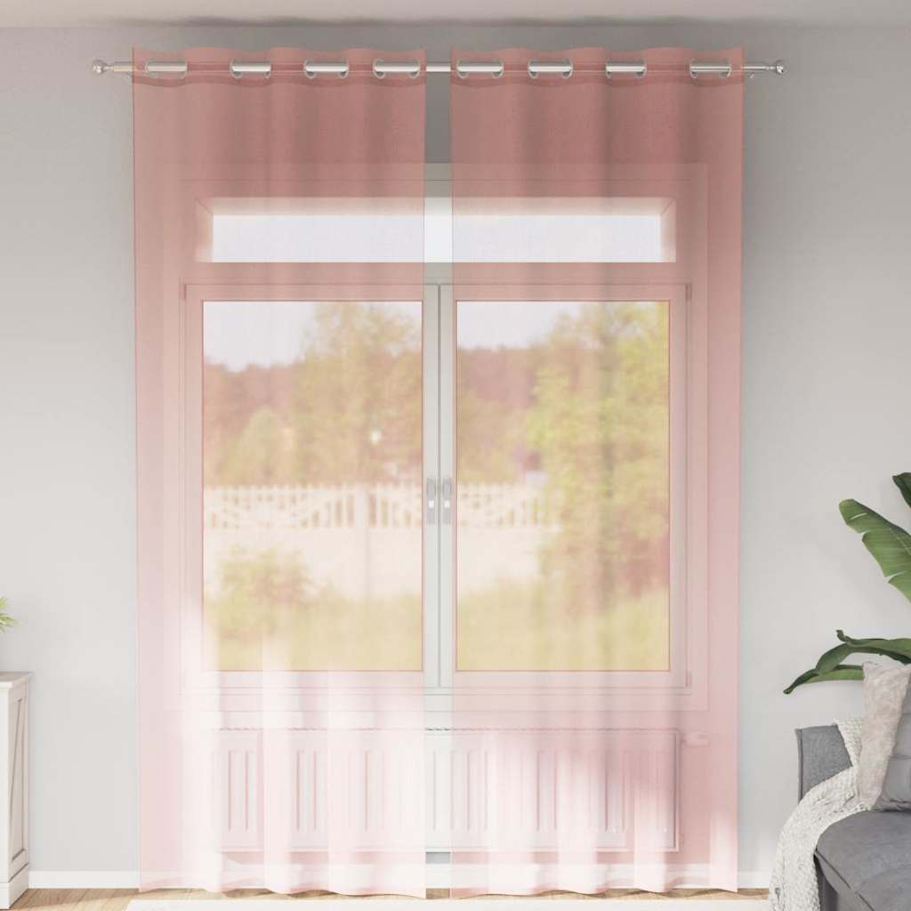 Tende in Voile con Occhielli 2 pz Rosa 140x260 cm | homemem39