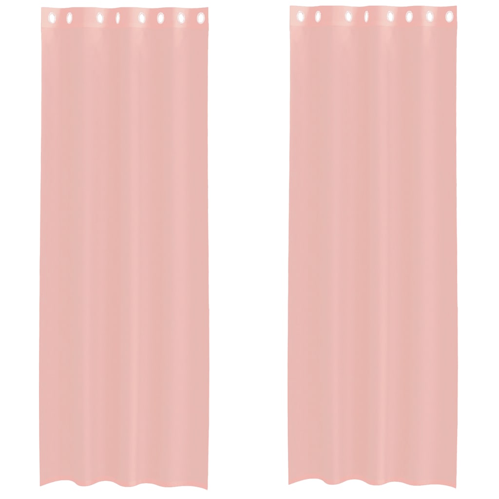 Tende in Voile con Occhielli 2 pz Rosa 140x300 cm | homemem39