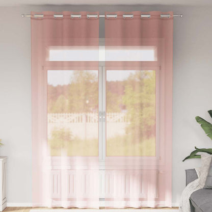 Tende in Voile con Occhielli 2 pz Rosa 140x300 cm | homemem39