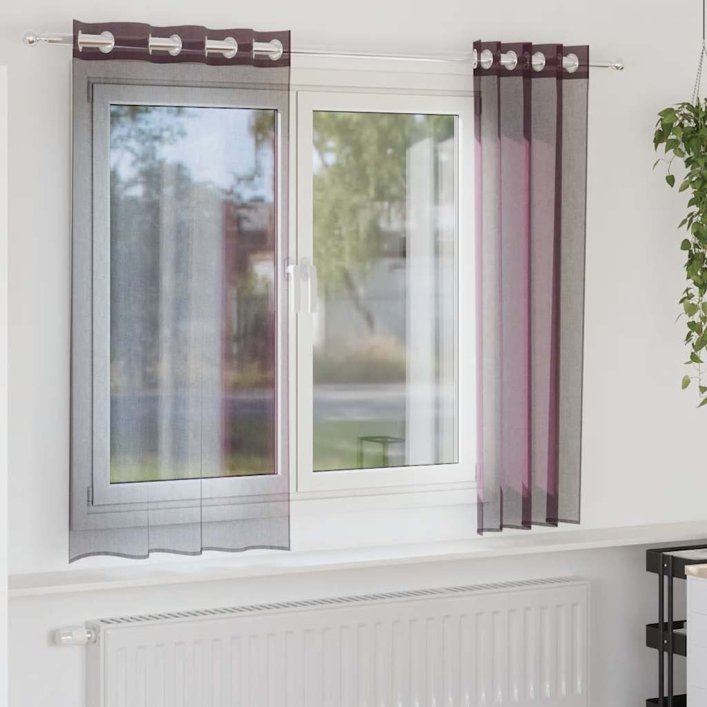 Tende in Voile con Occhielli 2 pz Viola 140x140 cm | homemem39
