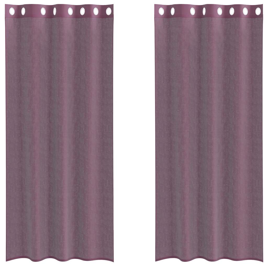 Tende in Voile con Occhielli 2 pz Viola 140x225 cm | homemem39