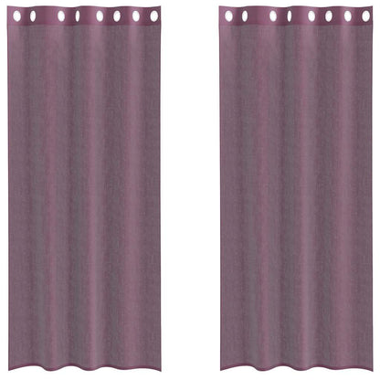 Tende in Voile con Occhielli 2 pz Viola 140x225 cm | homemem39
