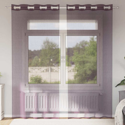 Tende in Voile con Occhielli 2 pz Viola 140x245 cm | homemem39