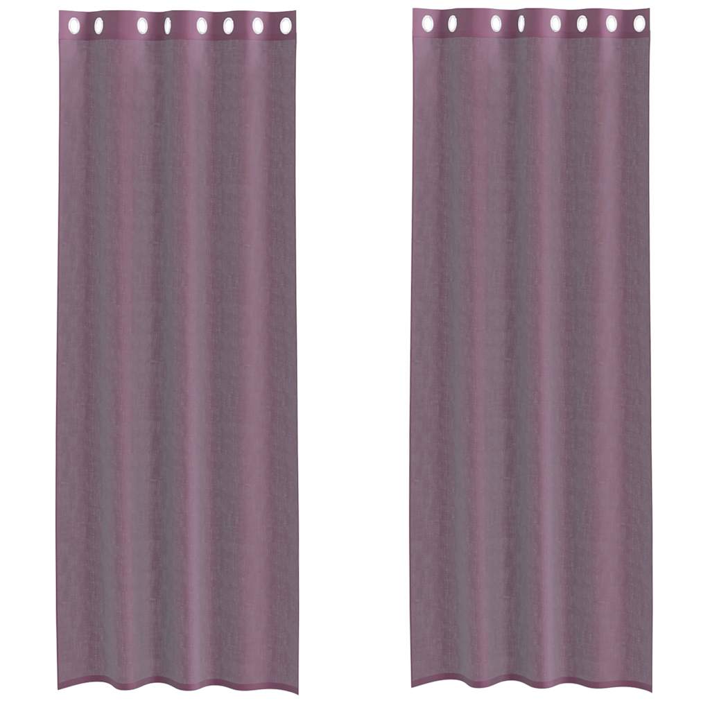 Tende in Voile con Occhielli 2 pz Viola 140x300 cm | homemem39