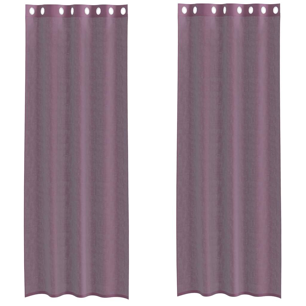 Tende in Voile con Occhielli 2 pz Viola 140x300 cm
