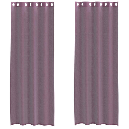 Tende in Voile con Occhielli 2 pz Viola 140x300 cm