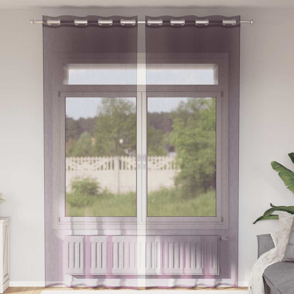 Tende in Voile con Occhielli 2 pz Viola 140x300 cm | homemem39