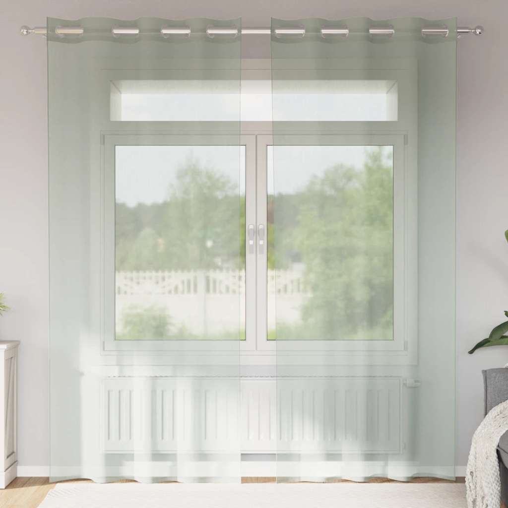 Tende in Voile con Occhielli 2 pz Grigio Chiaro 140x245 cm | homemem39