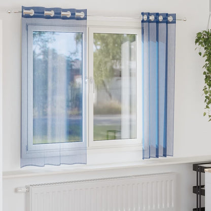 Tende in Voile con Occhielli 2 pz Blu Reale | homemem39