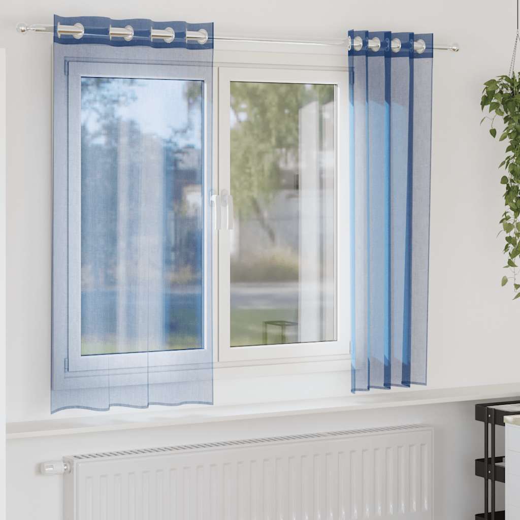 Tende in Voile con Occhielli 2 pz Blu Reale | homemem39