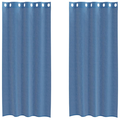 Tende in Voile con Occhielli 2 pz Blu Reale | homemem39