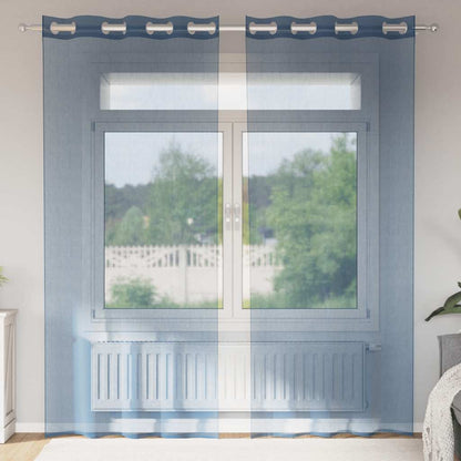 Tende in Voile con Occhielli 2 pz Blu Reale | homemem39
