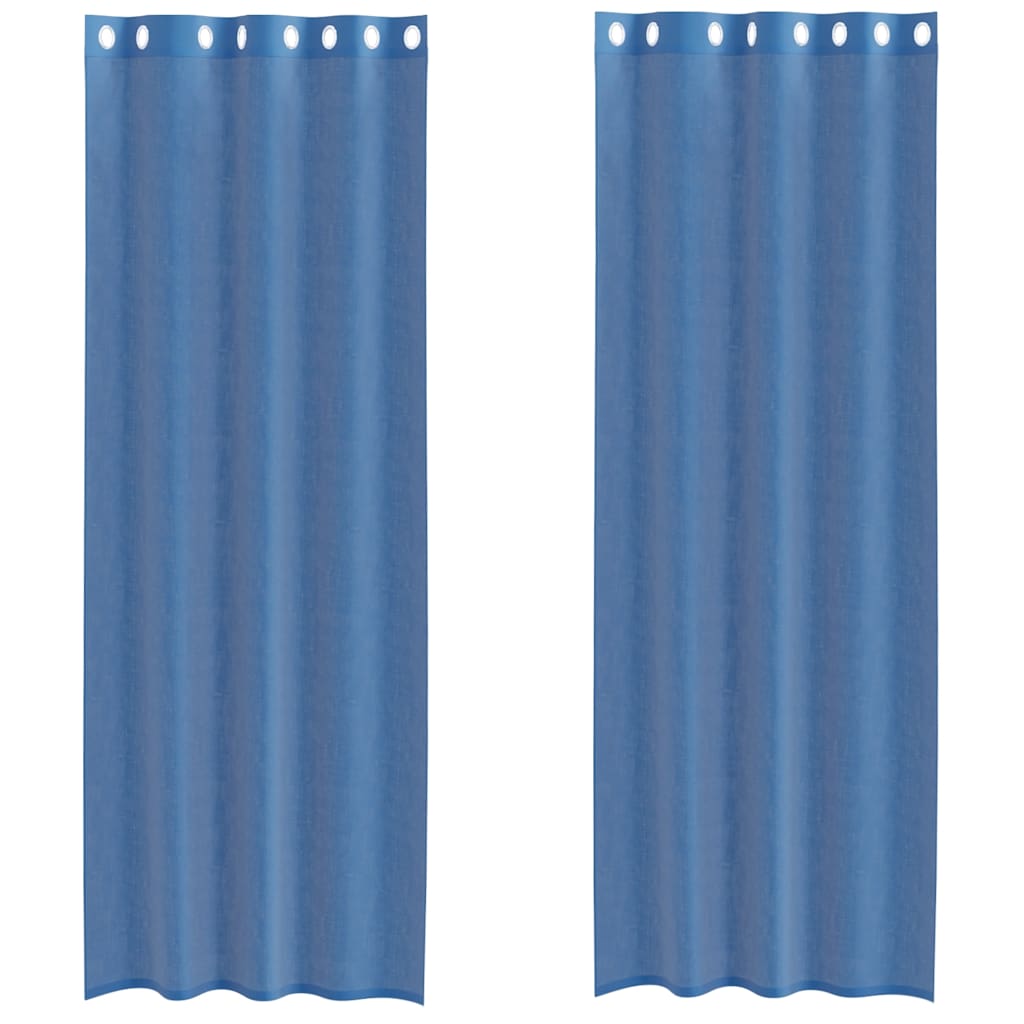 Tende in Voile con Occhielli 2 pz Blu Reale | homemem39
