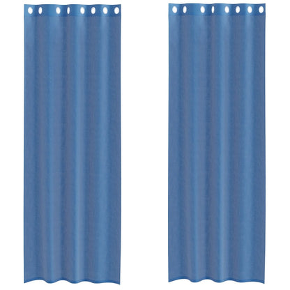 Tende in Voile con Occhielli 2 pz Blu Reale | homemem39