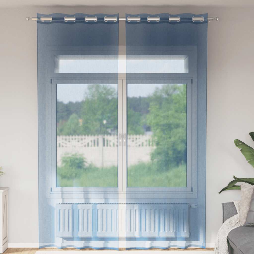 Tende in Voile con Occhielli 2 pz Blu Reale | homemem39