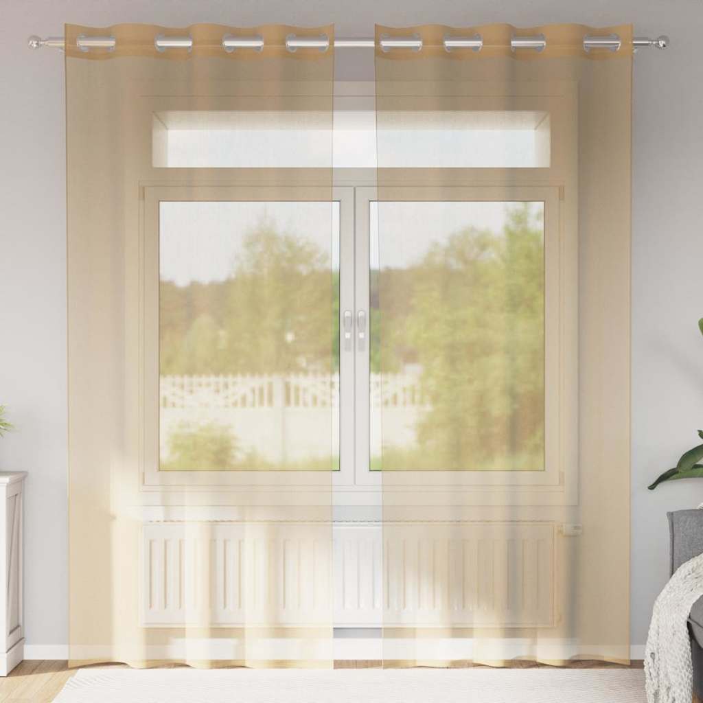 Tende in Voile con Occhielli 2 pz Sabbia