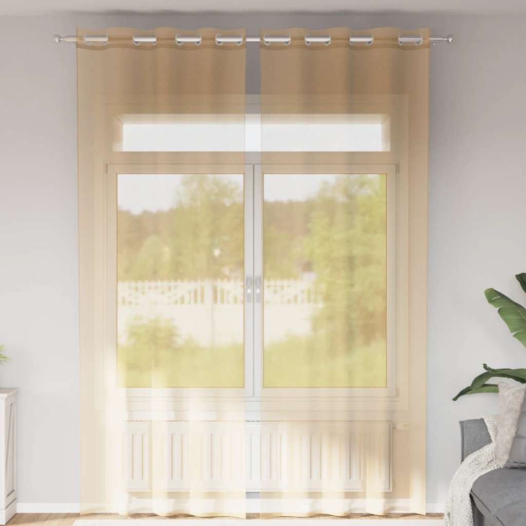 Tende in Voile con Occhielli 2 pz Sabbia | homemem39