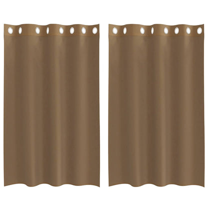 Tende in Voile con Occhielli 2 pz Marrone Chiaro | homemem39