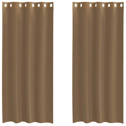 Tende in Voile con Occhielli 2 pz Marrone Chiaro | homemem39