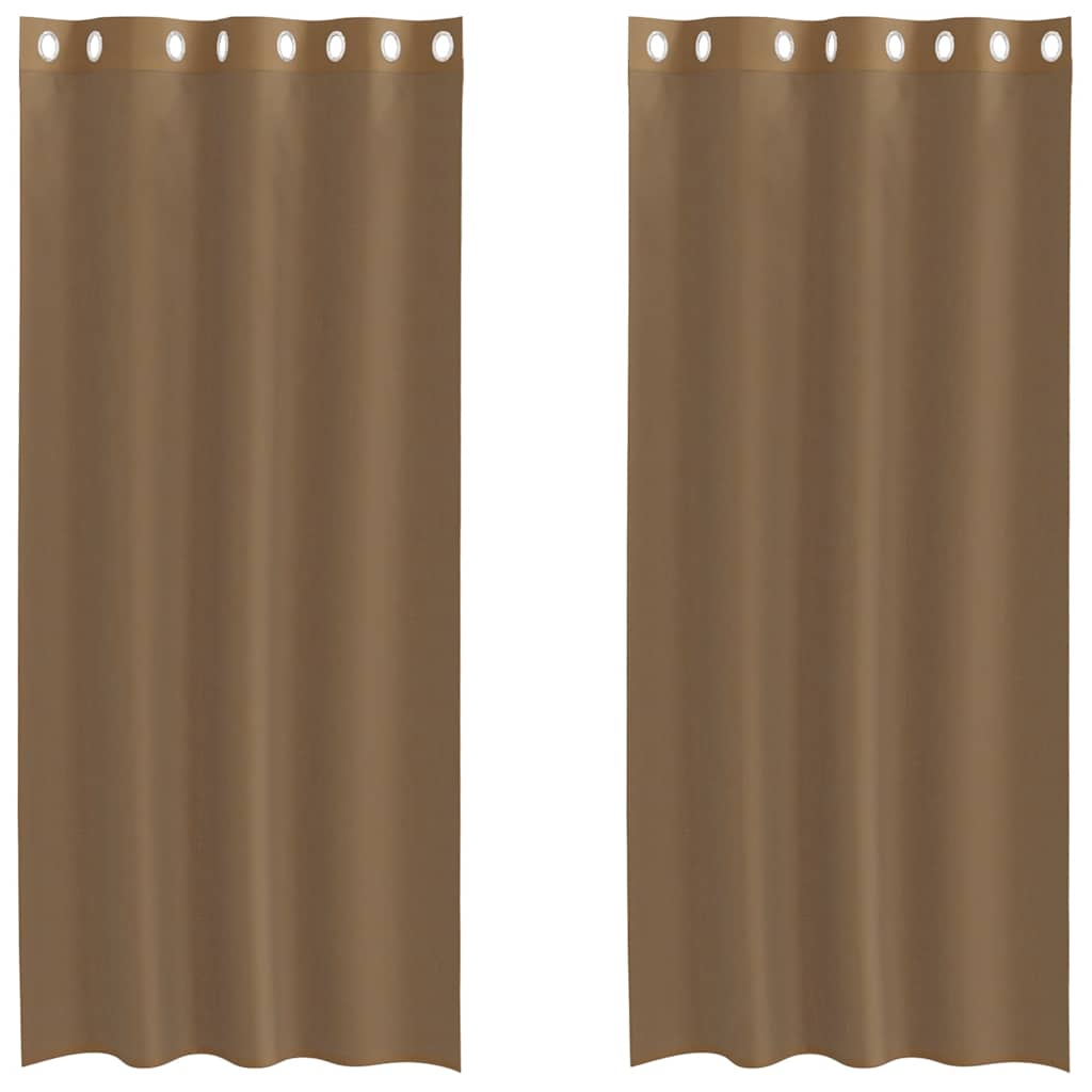 Tende in Voile con Occhielli 2 pz Marrone Chiaro | homemem39