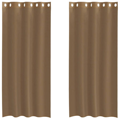 Tende in Voile con Occhielli 2 pz Marrone Chiaro | homemem39