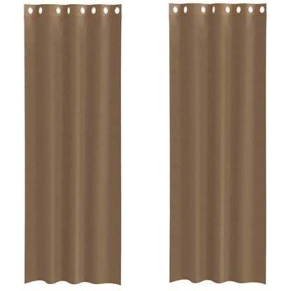 Tende in Voile con Occhielli 2 pz Marrone Chiaro | homemem39