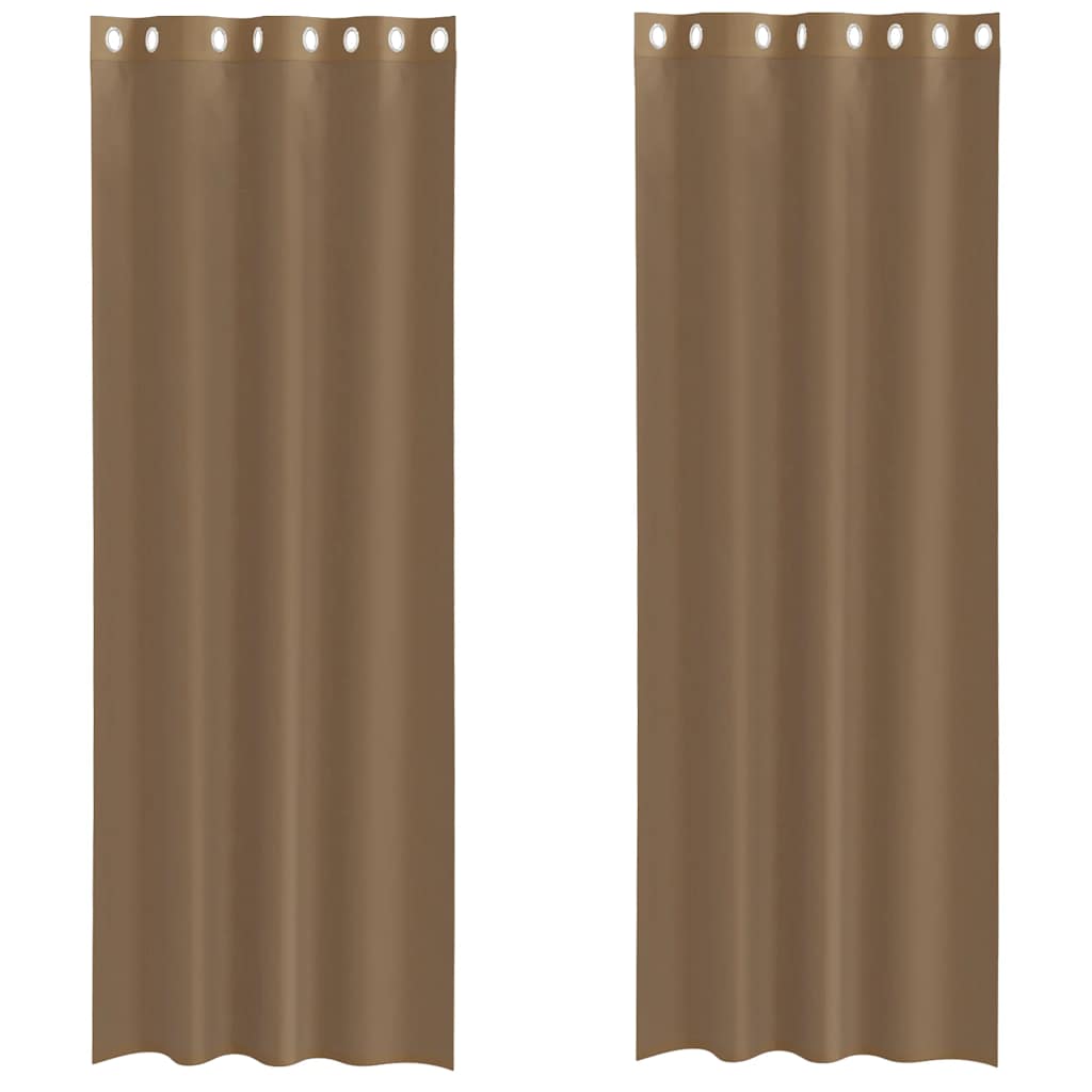 Tende in Voile con Occhielli 2 pz Marrone Chiaro