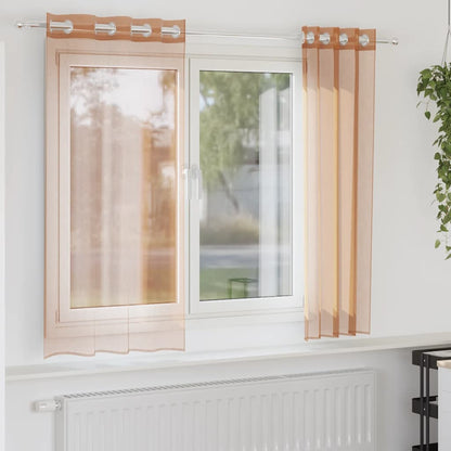 Tende in Voile con Occhielli 2 pz Terracotta | homemem39
