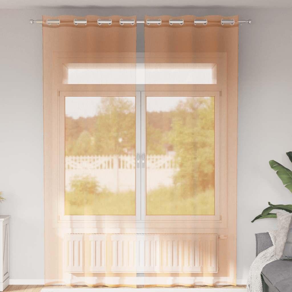 Tende in Voile con Occhielli 2 pz Terracotta | homemem39