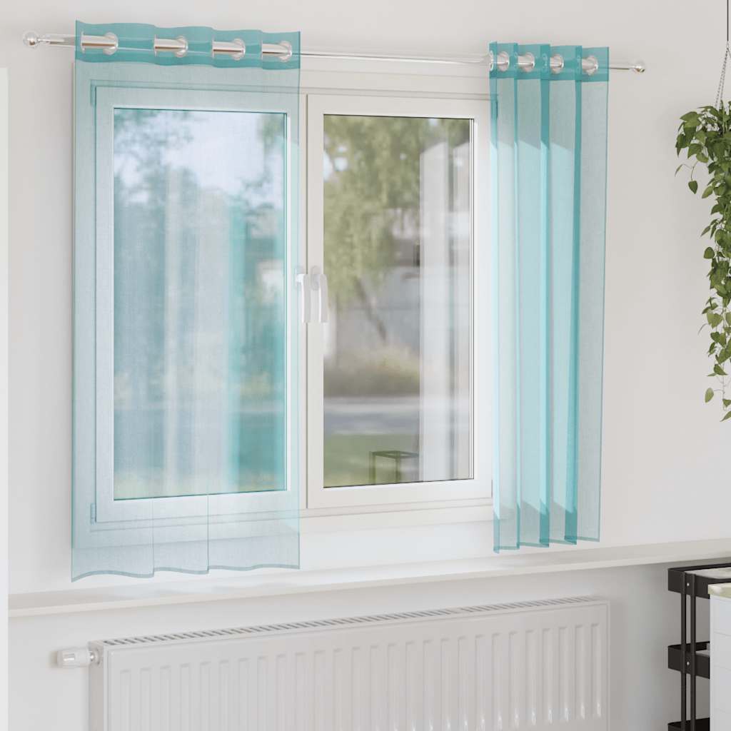 Tende in Voile con Occhielli 2 pz Turchese | homemem39