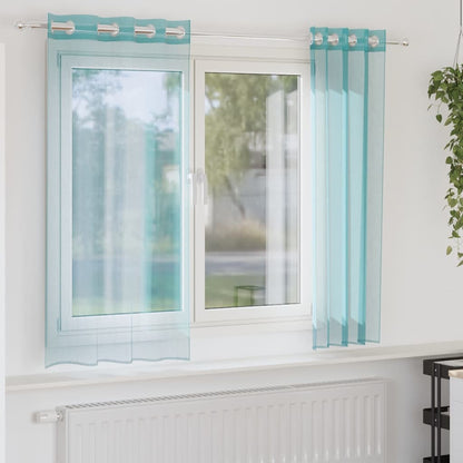 Tende in Voile con Occhielli 2 pz Turchese | homemem39