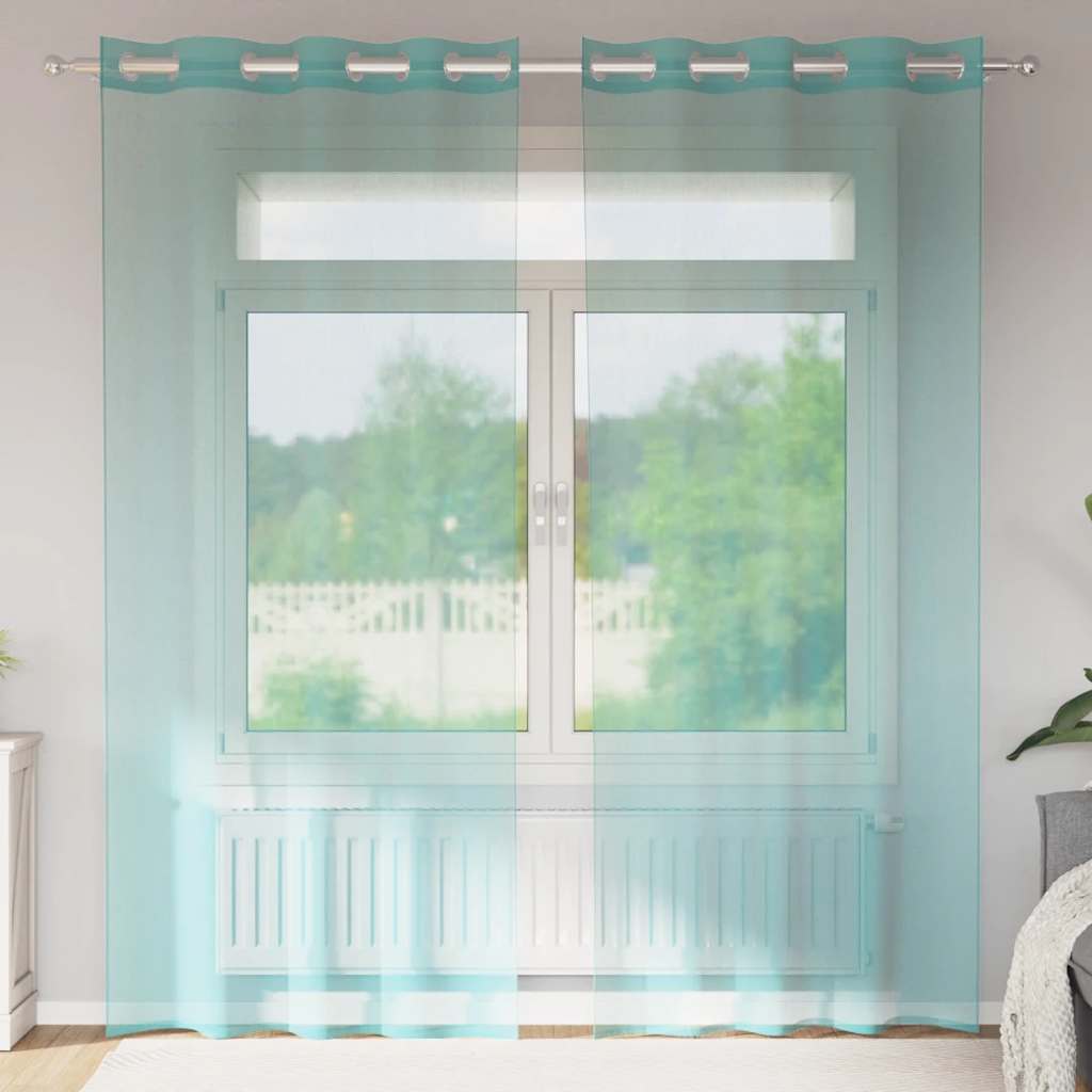 Tende in Voile con Occhielli 2 pz Turchese