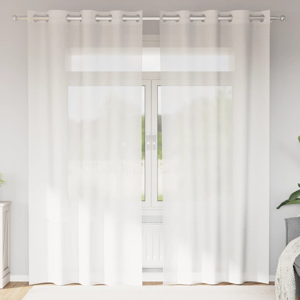 Tende in Voile con Occhielli 2 pz Bianco | homemem39