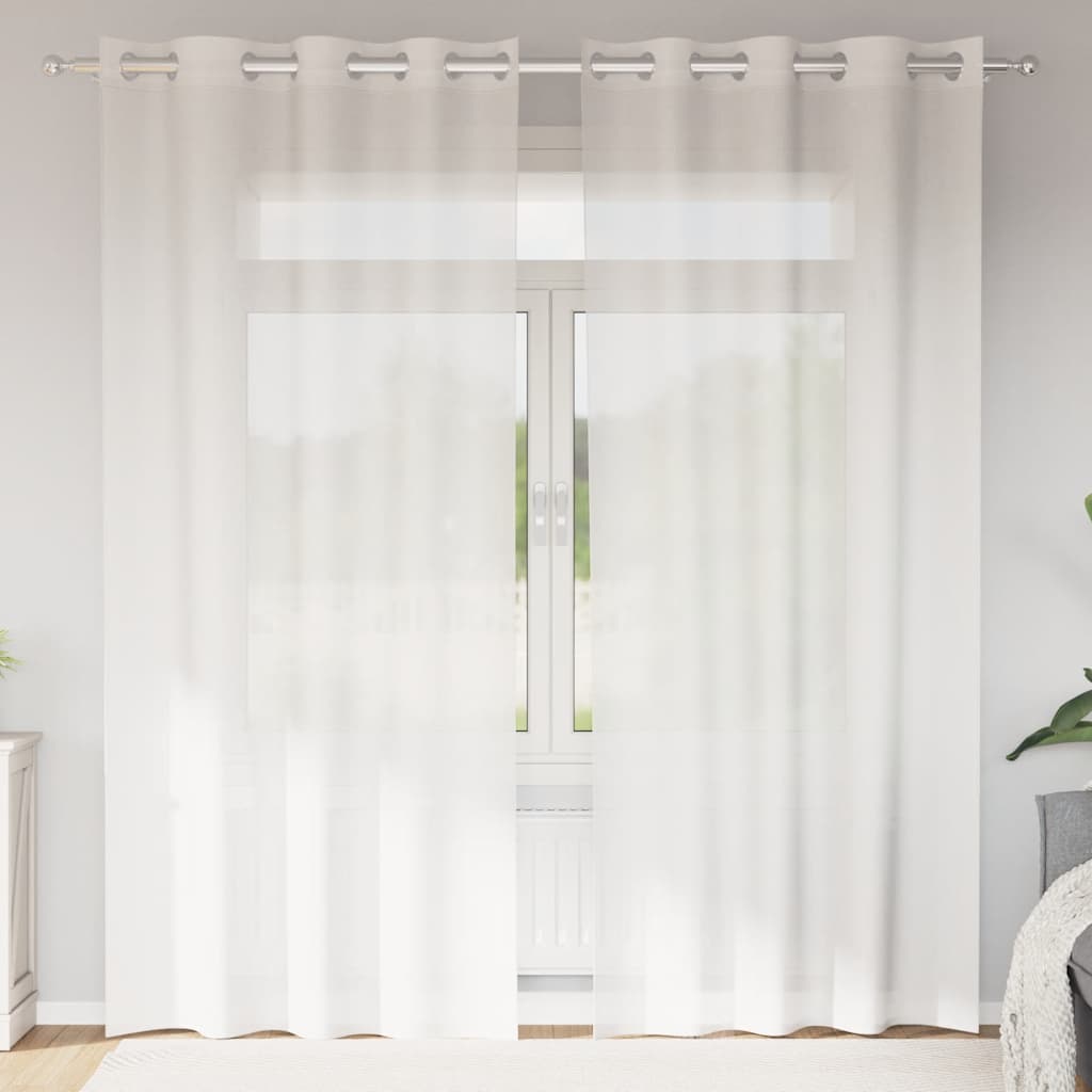 Tende in Voile con Occhielli 2 pz Bianco | homemem39